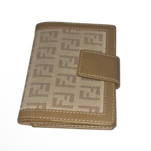 Fendi Cloth & Leather Tan Wallet EUC